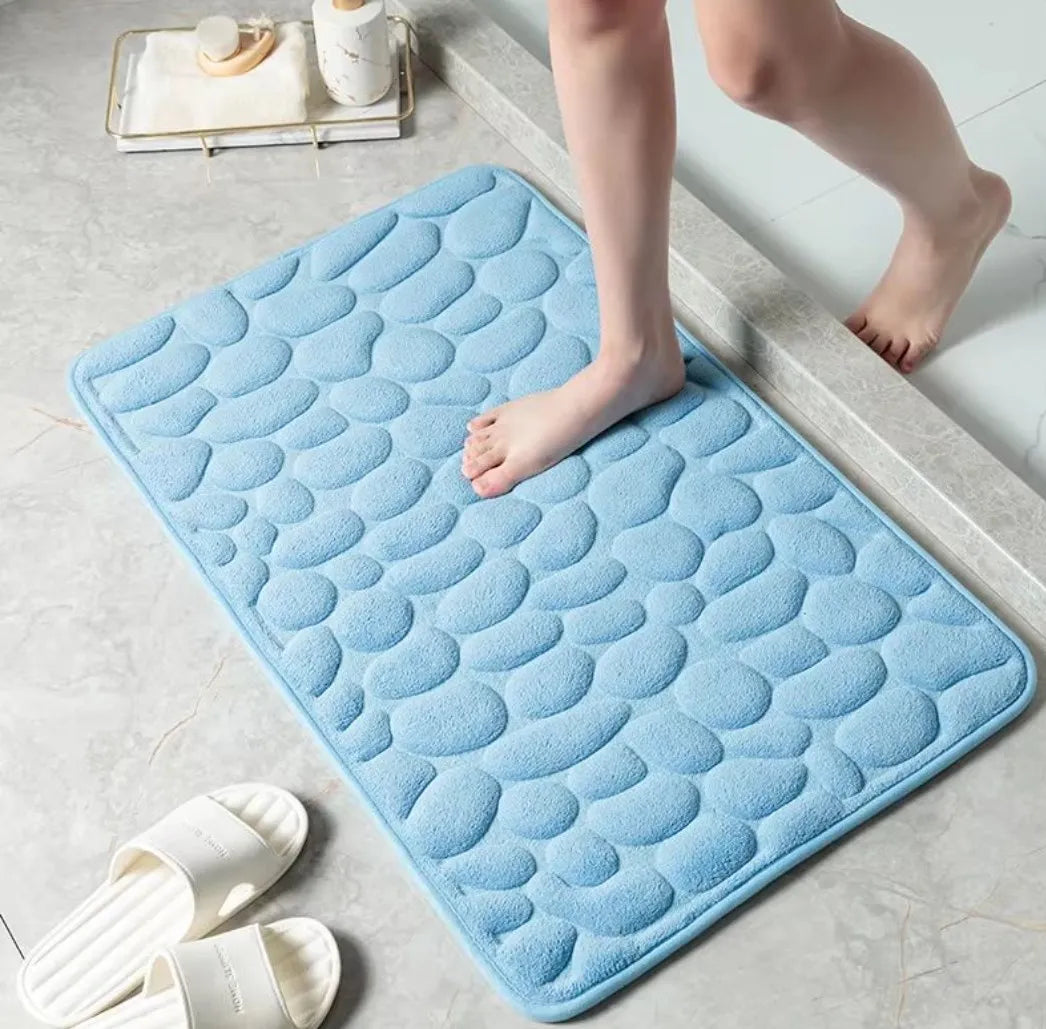 Mat Non Slip Carpets Cobblestone Embossed Bathroom Bath In Wash Basin Bathtub Side Floor Rug Shower Room Doormat Memory Foam