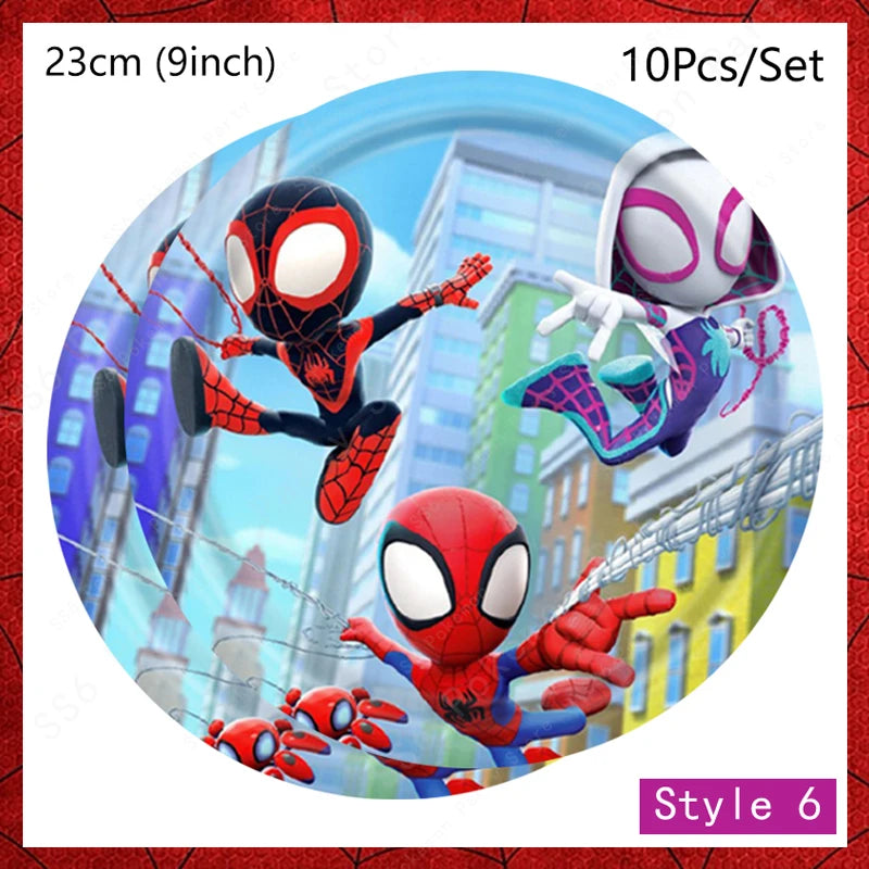 Spiderman Birthday Party Decorations Disposable Tableware Plate Cup Napkins Bags Spidey Party Birthday Decoration Supplies Set