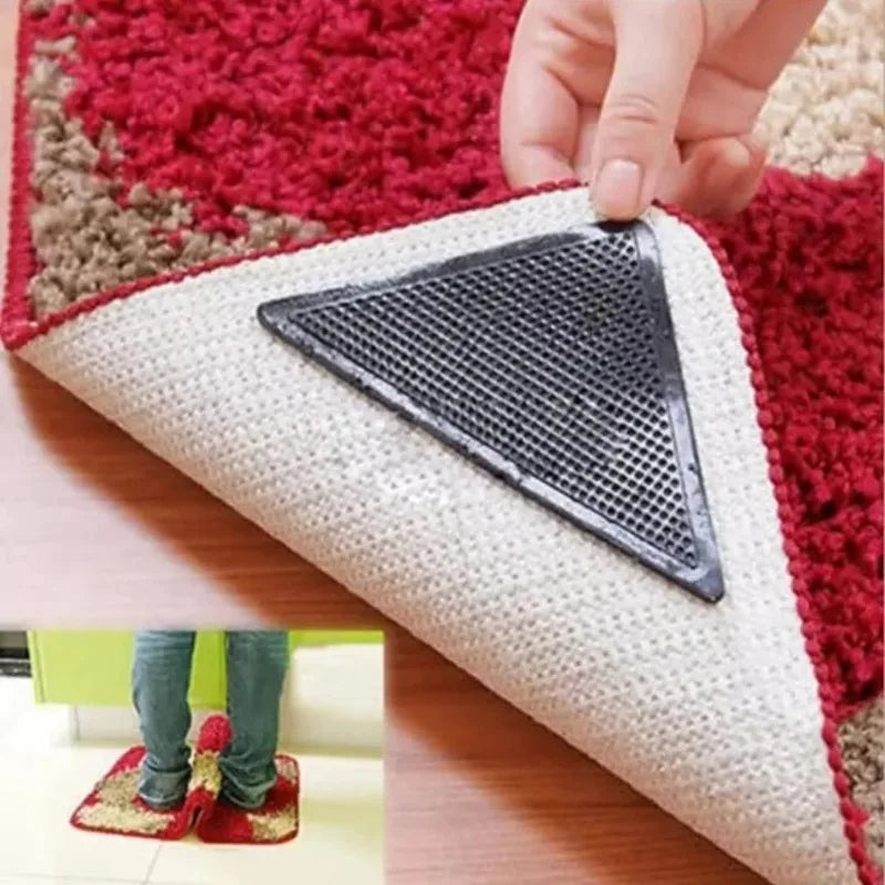 8Pcs Set Triangle Washable Rug Gripper Anti-Slip Reusable Rubber Mat Non Slip Patch Tape For Tile Floors Carpets Corners Pad