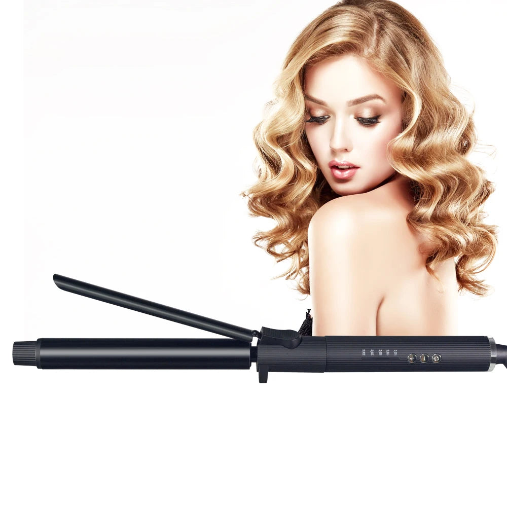 Professional Rotating Curling Iron Hair Curling Roller Nano Titanium Black Hair Curler With 230 Degree