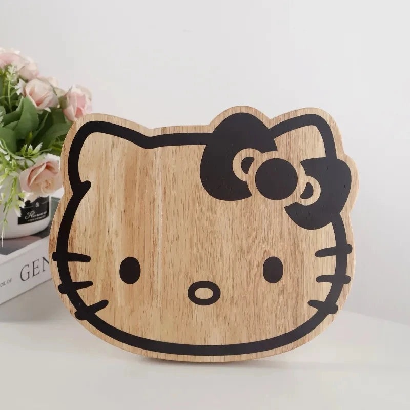 Sanrio Kawaii Hello kitty Chopping Board Cartoon Solid Wood Fruit Children's Supplementary Food Small Chopping Board Tableware