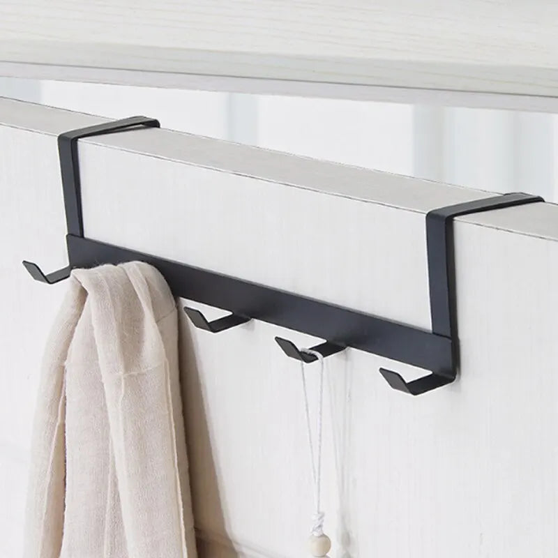 Hooks Over The Door 5 Hooks Home Bathroom Organizer Rack Clothes Coat Hat Towel Hanger Bathroom Kitchen Accessories