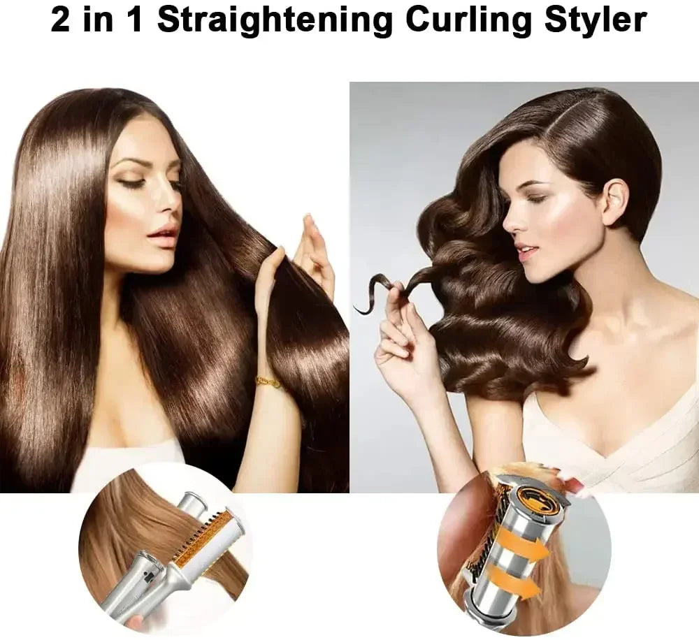 Professional Hairs Curler Straight Hair Comb Rotating Hair Brush Curler Styler 2 In 1 Hair Styling Tool Curling Iron With Brush