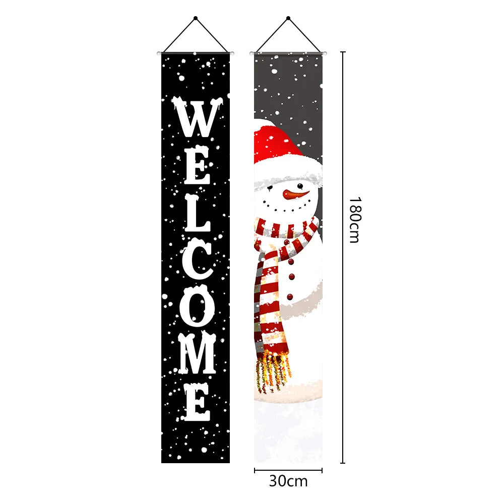 Santa Claus Merry Christmas Decoration Home Door Banner for Home 2024 Cristmas Ornament Navidad Gift 2025 New Year Photo Props