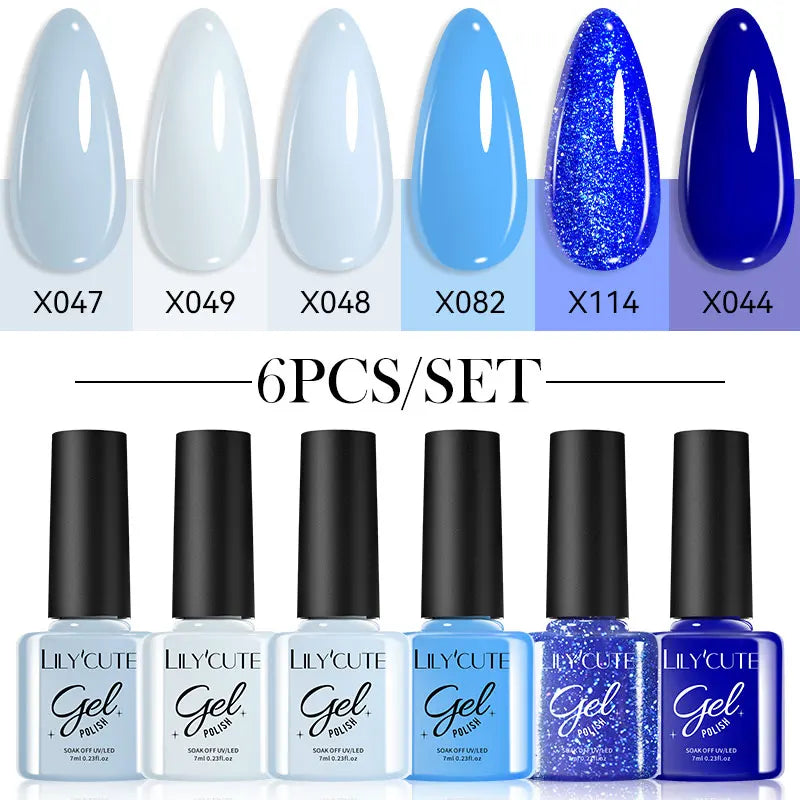 LILYCUTE 6Pcs/set 7ml Coffee Series Gel Nail Polish Kit 125 Colors Manicure Semi Permanent Soak Off UV Nail Art Gel Varnish