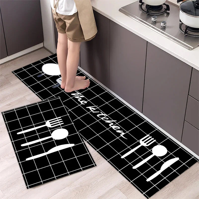 VIKAMA Flatware Theme Kitchen Lightweight Absorbent Carpet Living Room Bedroom Bathroom Washable Footer Rug Foot Mat Home Decor