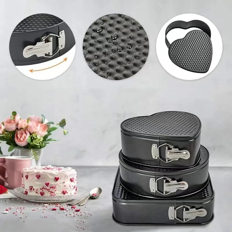 Nonstick Carbon Steel Cakes Molds Bake Pan Heart Round Square Shape Removable Bottom Baking Mould Set Kitchen Accessories New