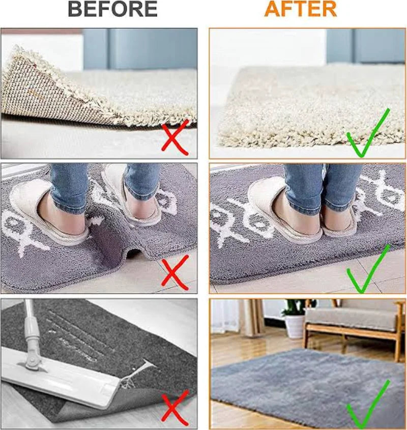 16/8pcs Carpet Non-slip Sticker Reusable Washable Anti Curling Carpet Patch Fixed Stickers Floor Rug Mat Tape Gripper Corner Pad