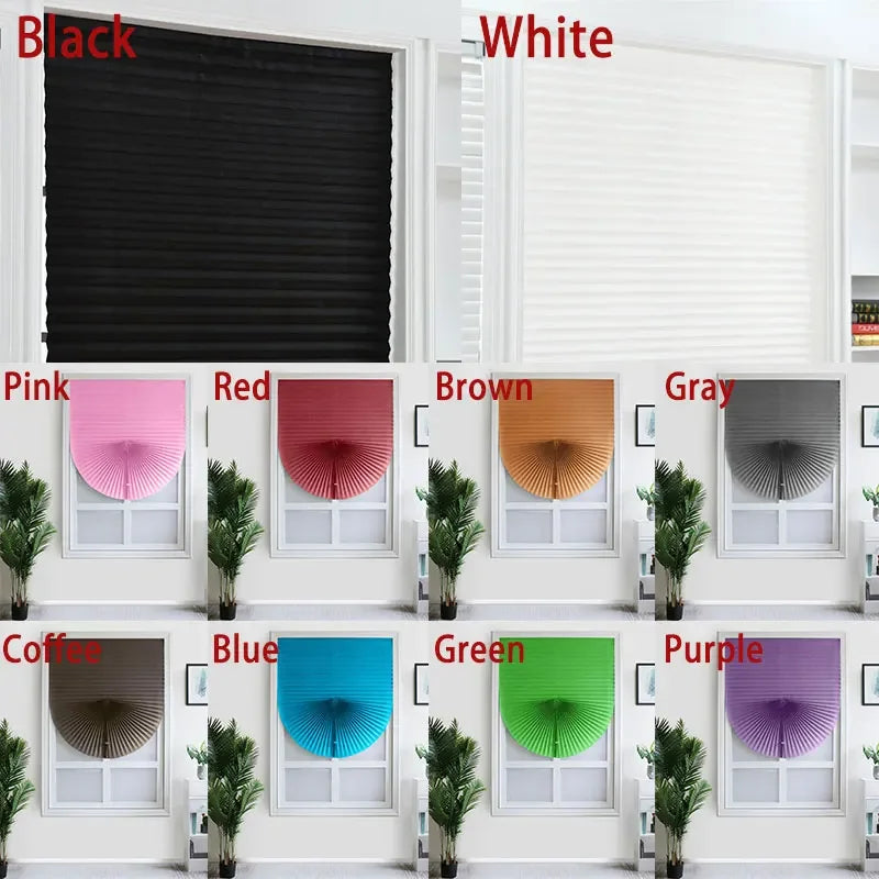 1Pc Shades Self-adhesive Half Windows Nonwoven Folding Curtain Bathroom Balcony Living Room Balcony Curtains Pleated Blinds