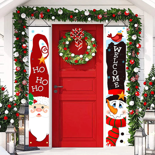 Santa Claus Merry Christmas Decoration Home Door Banner for Home 2024 Cristmas Ornament Navidad Gift 2025 New Year Photo Props