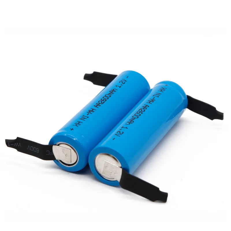 New AA Rechargeable Battery 1.2V 2600mah AA NiMH Battery with Solder Pins for DIY Electric Razor toothbrush Toys