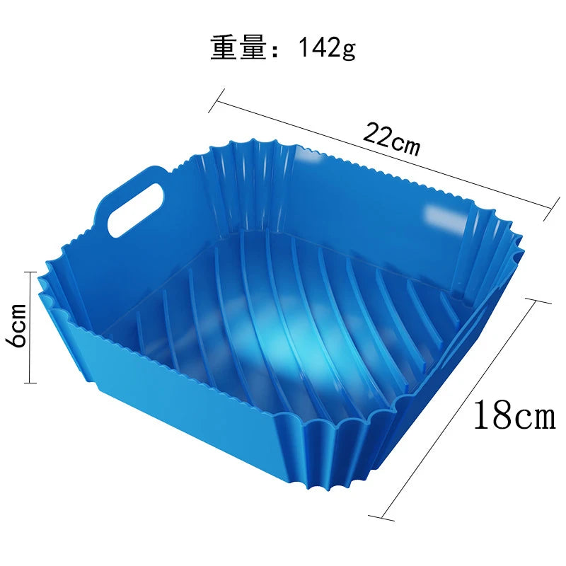 Large Air Fryer Silicone Basket Tray Pot Square Non-stick Airfryer Baking Mold Liner Bpa Free Kitchen Cooking Accessories