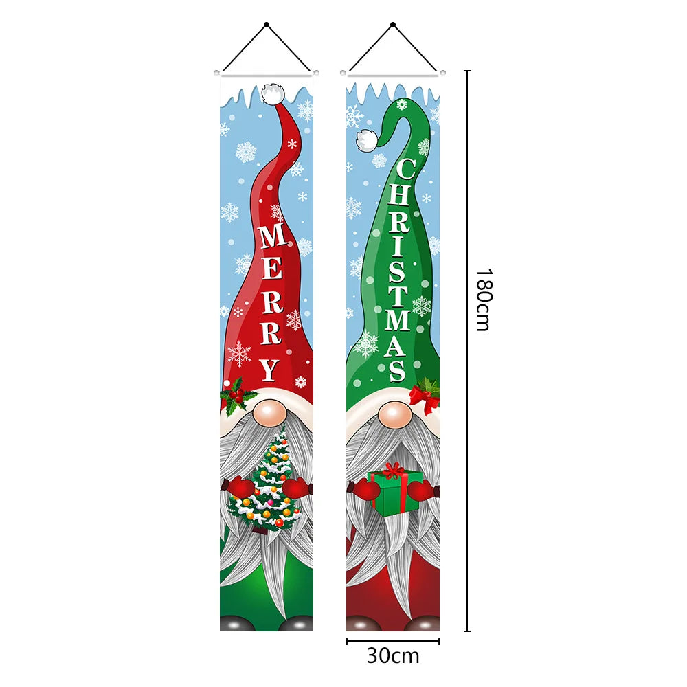 Santa Claus Merry Christmas Decoration Home Door Banner for Home 2024 Cristmas Ornament Navidad Gift 2025 New Year Photo Props