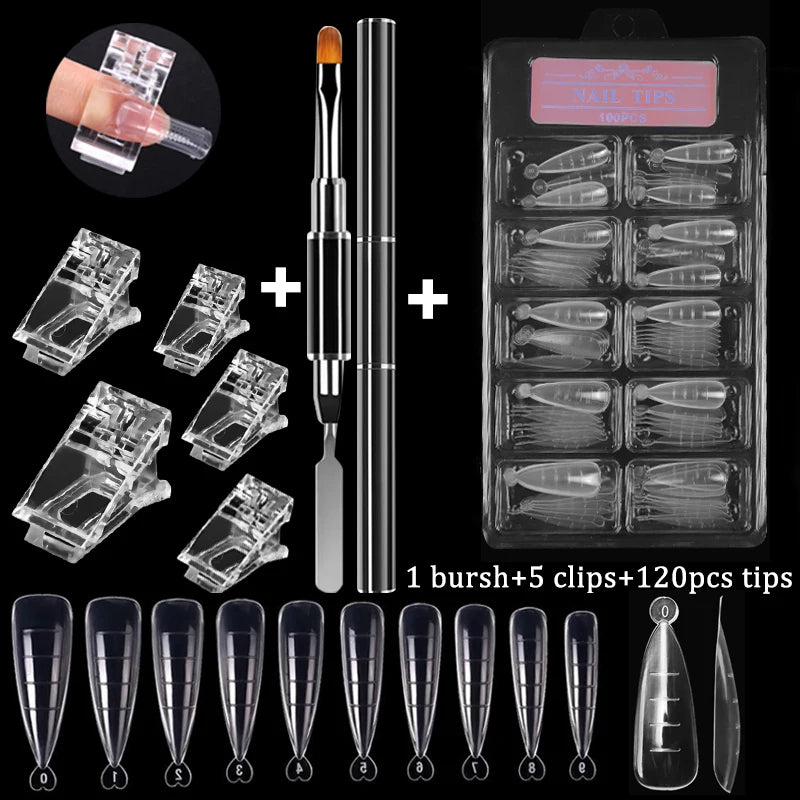 100Pcs/Box Nail Tips Full Set Acrylic Fake Finger UV Gel Polish Quick False Nails Tip Manicure Tools Nail Art DIY Tools Kit