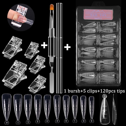 100Pcs/Box Nail Tips Full Set Acrylic Fake Finger UV Gel Polish Quick False Nails Tip Manicure Tools Nail Art DIY Tools Kit