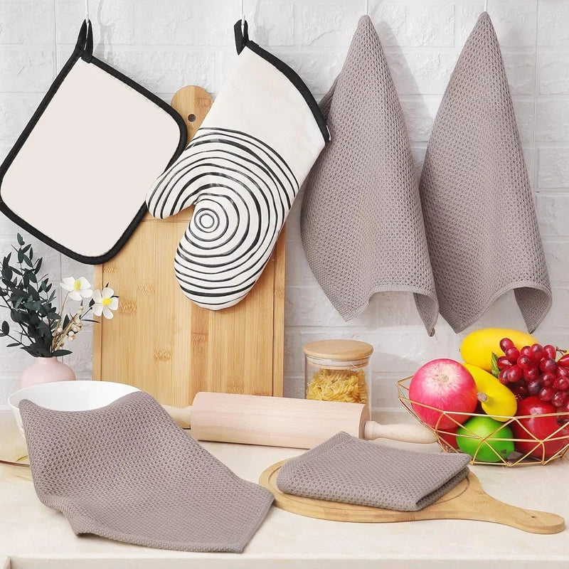 100% Cotton Waffle-Weave Kitchen Dish Cloths, Ultra Soft Absorbent Quick Drying Dish Towels