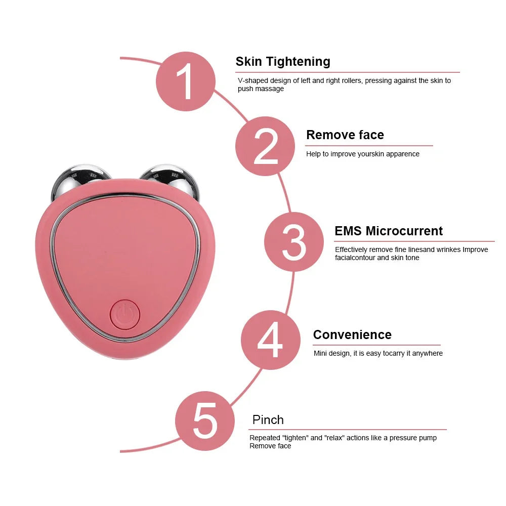 Facial Electric Face Lifting Roller Massager EMS Microcurrent Face Skin Tightening Rejuvenation Face Massage Skin Beauty Care