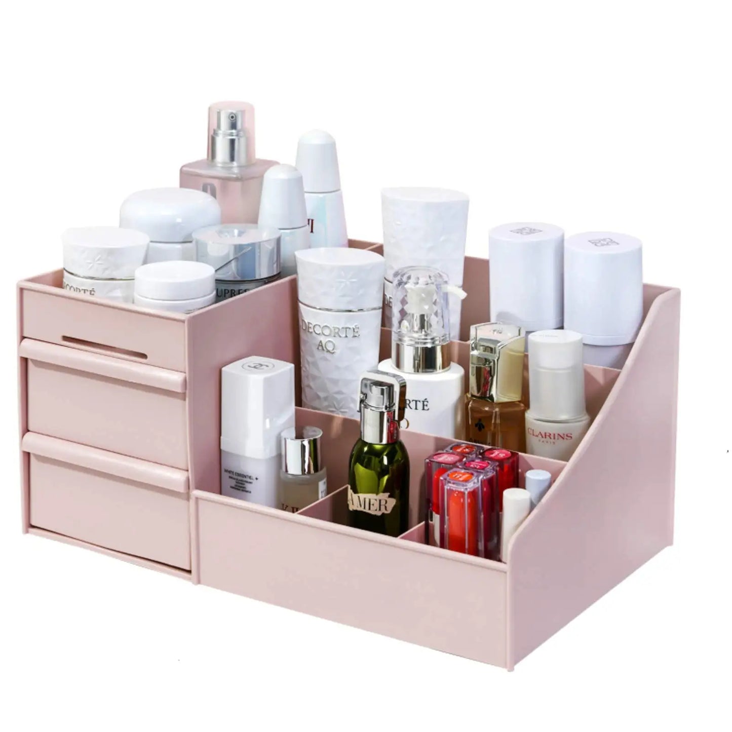 Makeup Organizer for Vanity Bathroom Desktop Cosmetics Storage Box with Drawers for Lipstick, Brushes, Lotions, Eyeshadow