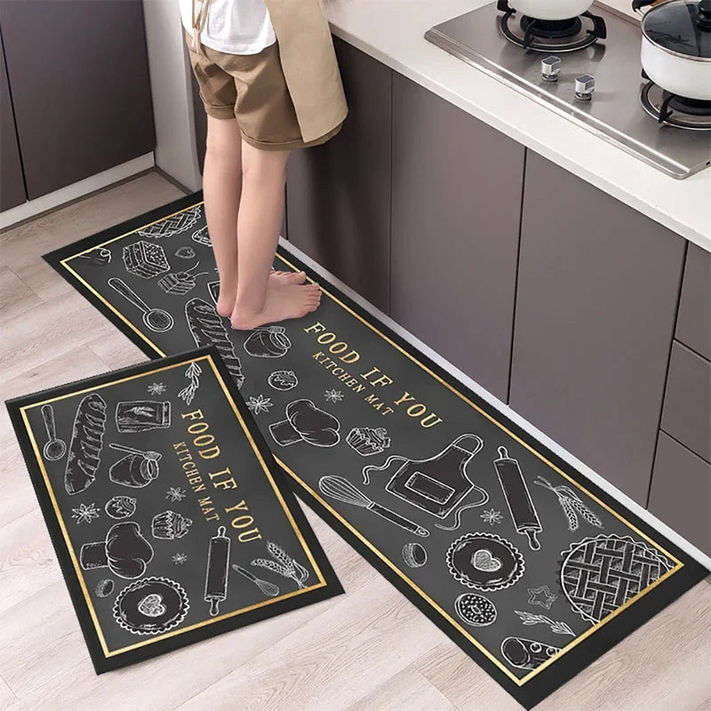 VIKAMA Flatware Theme Kitchen Lightweight Absorbent Carpet Living Room Bedroom Bathroom Washable Footer Rug Foot Mat Home Decor