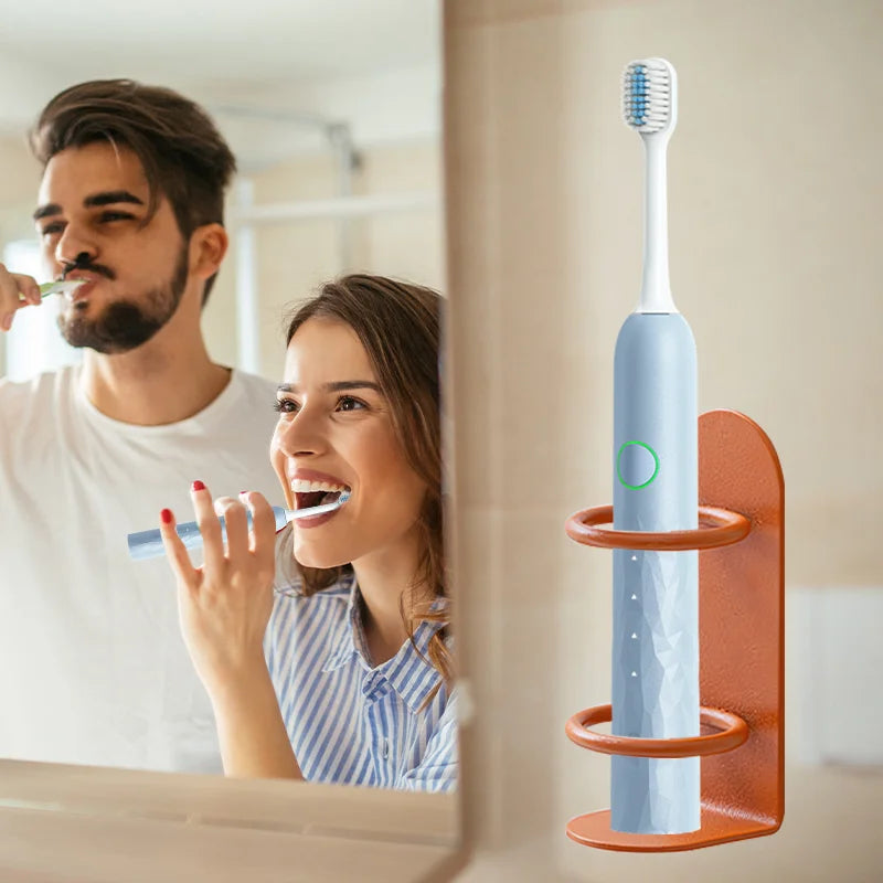 Wall-Mounted Electric Toothbrush Holder Metal Tooth Brush Holder Razor Holder Storage Shelf Space Saving Bathroom Accessories