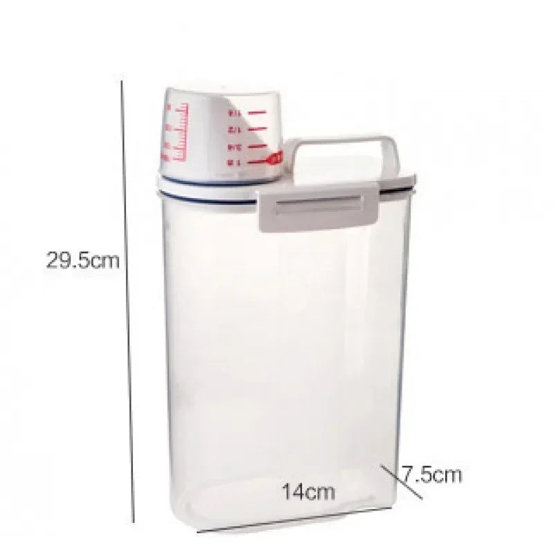 2L Rice Grains Food Storage Canister with Measuring Cup Kitchen Moisture-proof and Insect-proof Dust-proof Sealed Canister