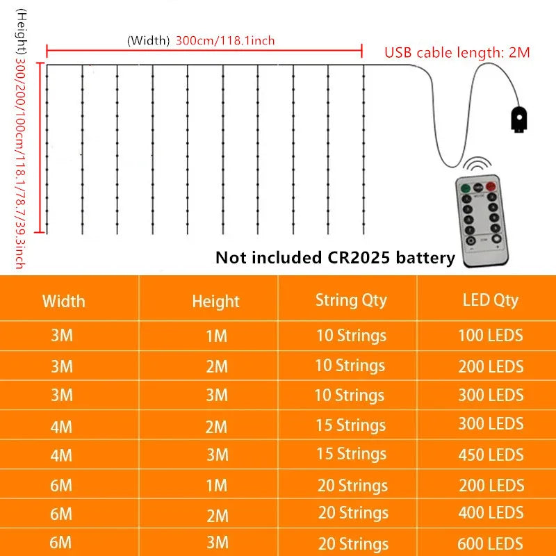 USB String Lights Holiday Wedding Fairy Light Garland Lights for Bedroom 3/4/6M Remote Control Curtain LED Christmas Decoration