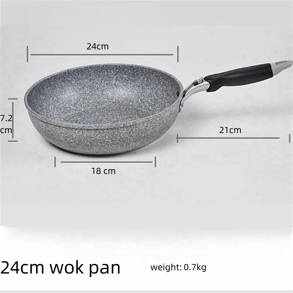 Durable Stone Frying Wok Pan Non-stick Ceramic Pot Induction Fryer Steak Cooking Gas Stove Skillet Cookware Tool for Kitchen Set