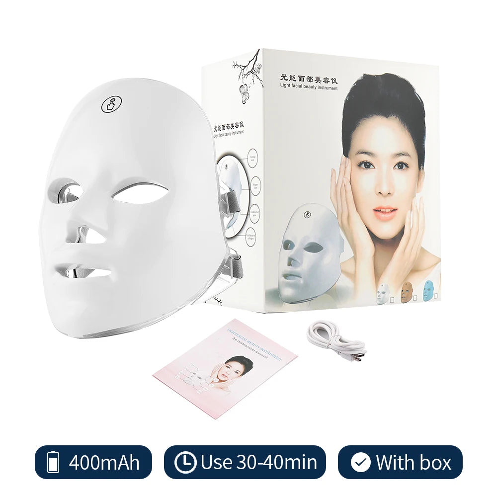 LED Facial Mask Red Light Therapy Photon Anti-Acne Wrinkle Removal Skin Rejuvenation Whitening Spa Mask Face Beauty Devices