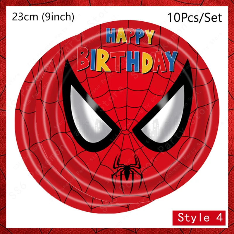 Spiderman Birthday Party Decorations Disposable Tableware Plate Cup Napkins Bags Spidey Party Birthday Decoration Supplies Set