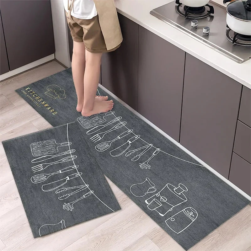 VIKAMA Flatware Theme Kitchen Lightweight Absorbent Carpet Living Room Bedroom Bathroom Washable Footer Rug Foot Mat Home Decor