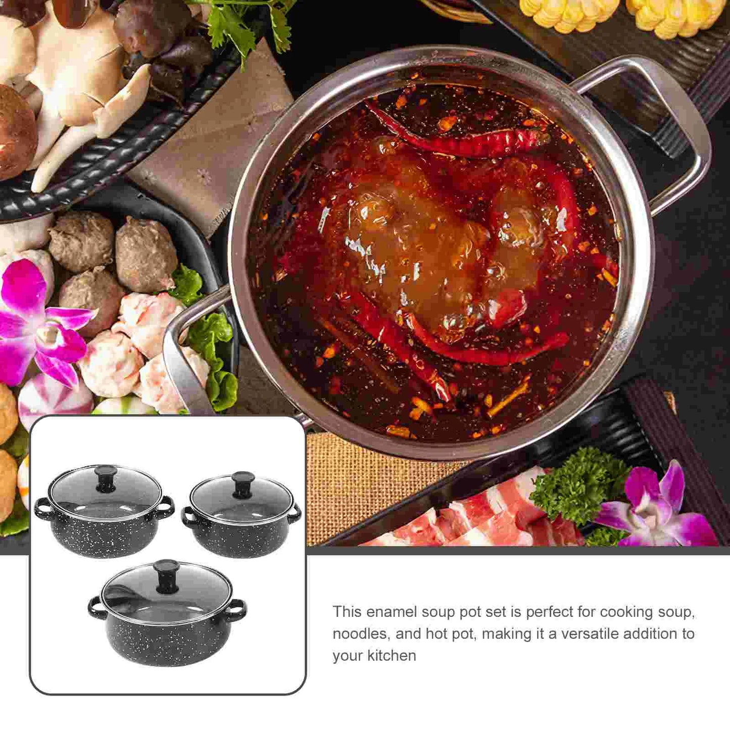 1 Set Mini Steamed Egg Bowl Cooking Pots With Handle Sauce Lid Pan Pans Non Stick Three Piece Suit Small Saucepan Stockpot