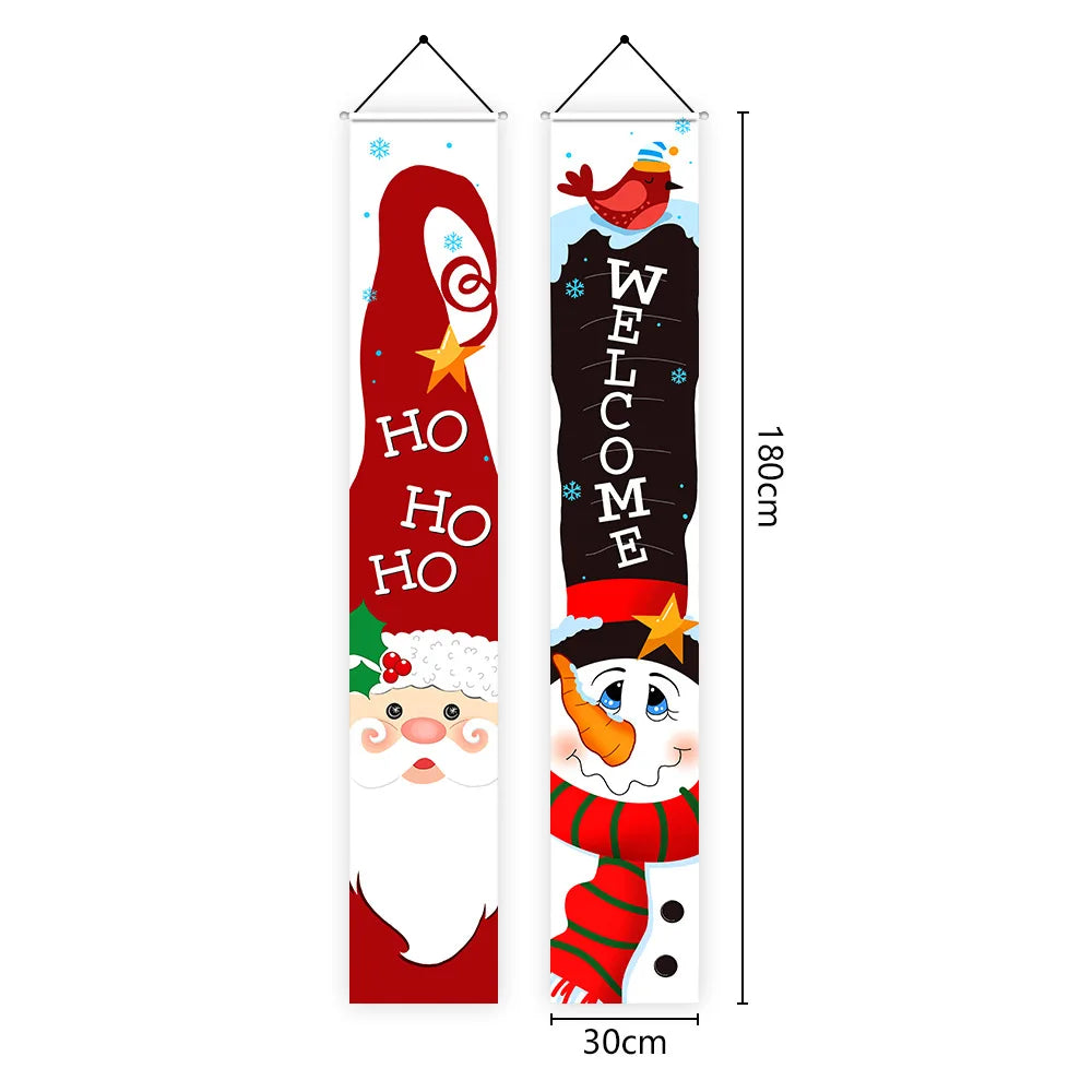 Santa Claus Merry Christmas Decoration Home Door Banner for Home 2024 Cristmas Ornament Navidad Gift 2025 New Year Photo Props