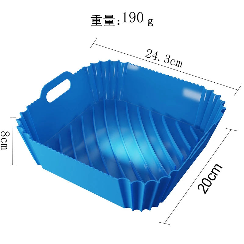 Large Air Fryer Silicone Basket Tray Pot Square Non-stick Airfryer Baking Mold Liner Bpa Free Kitchen Cooking Accessories