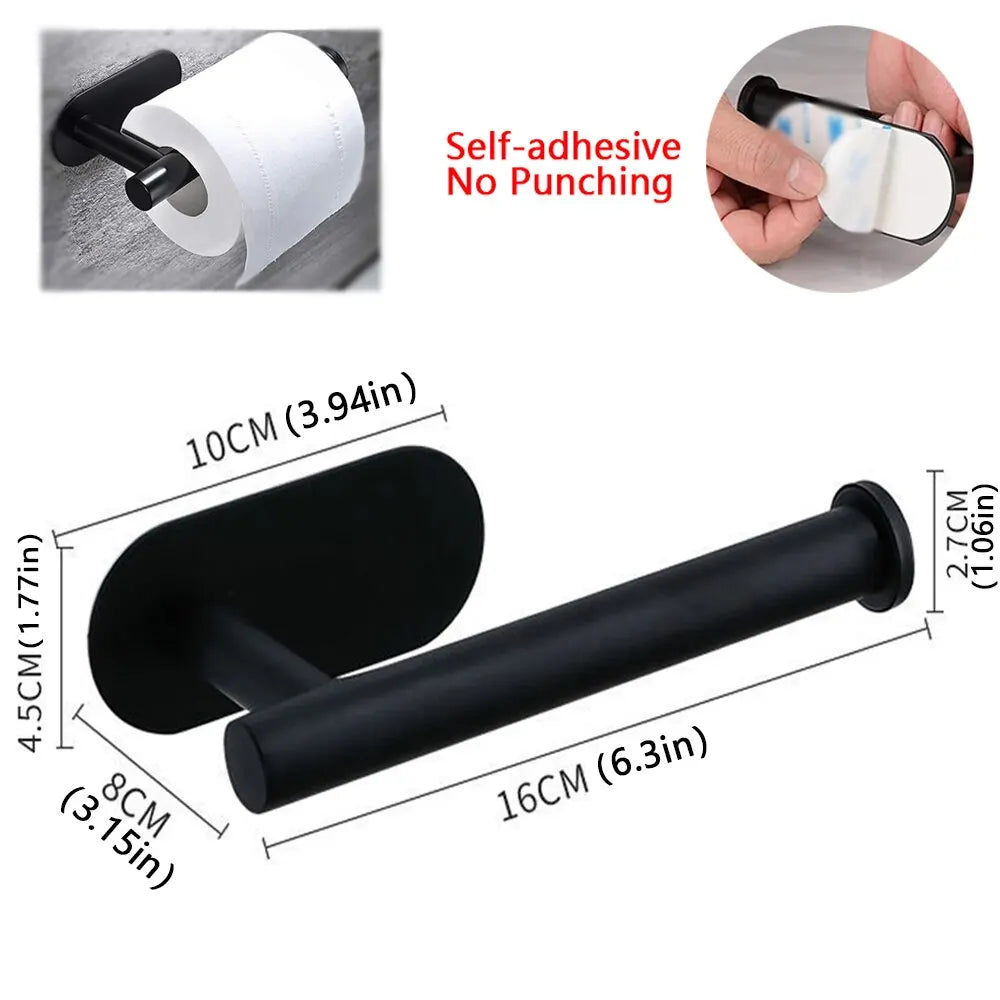 No Drilling Toilet Paper Holder Bathroom Roll Tissue Towel Dispenser Hanger Stainless Steel Napkin Storage Kitchen Accessories