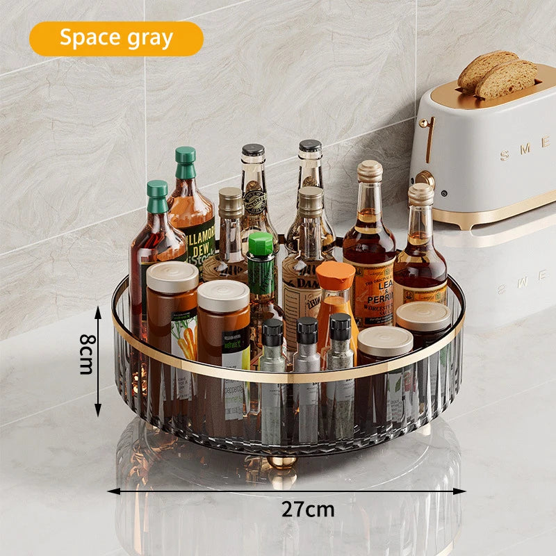 1/2 Layers Rotating Perfume Organizer For Dresser Light Luxury Skincare Cosmetic Organizer PET Bathroom Storage Tray