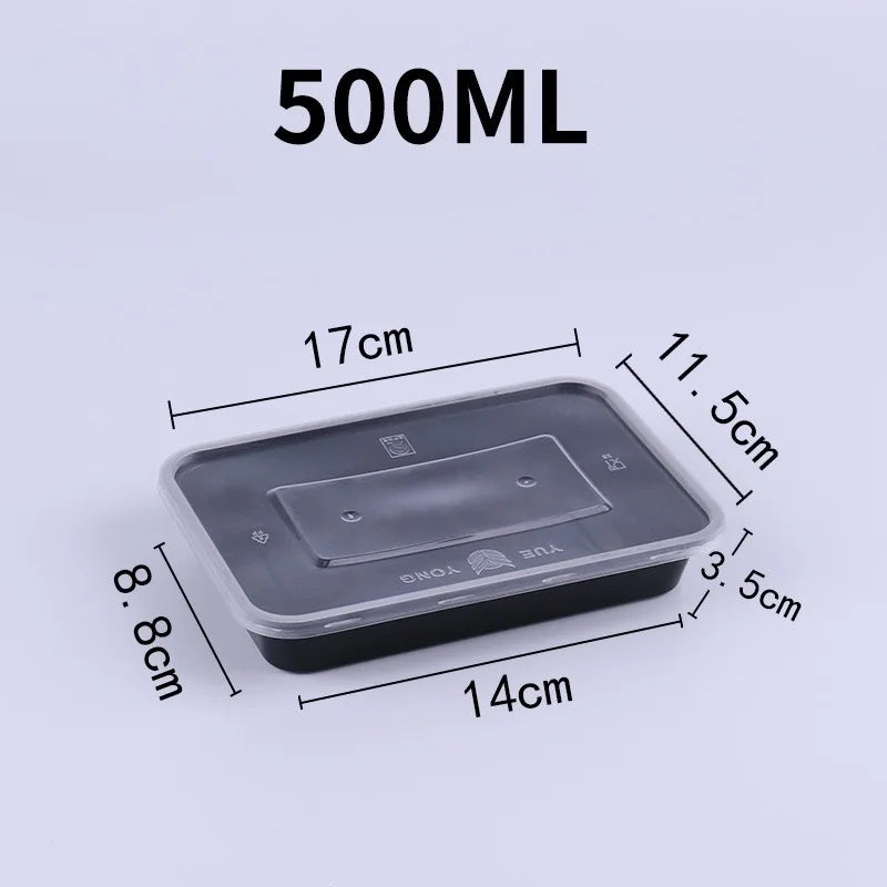 10PCS Plastic Disposable Food Containers Black Take out Containers With Lid for Salads Sandwiches  Kitchen Fridge Storage Boxes