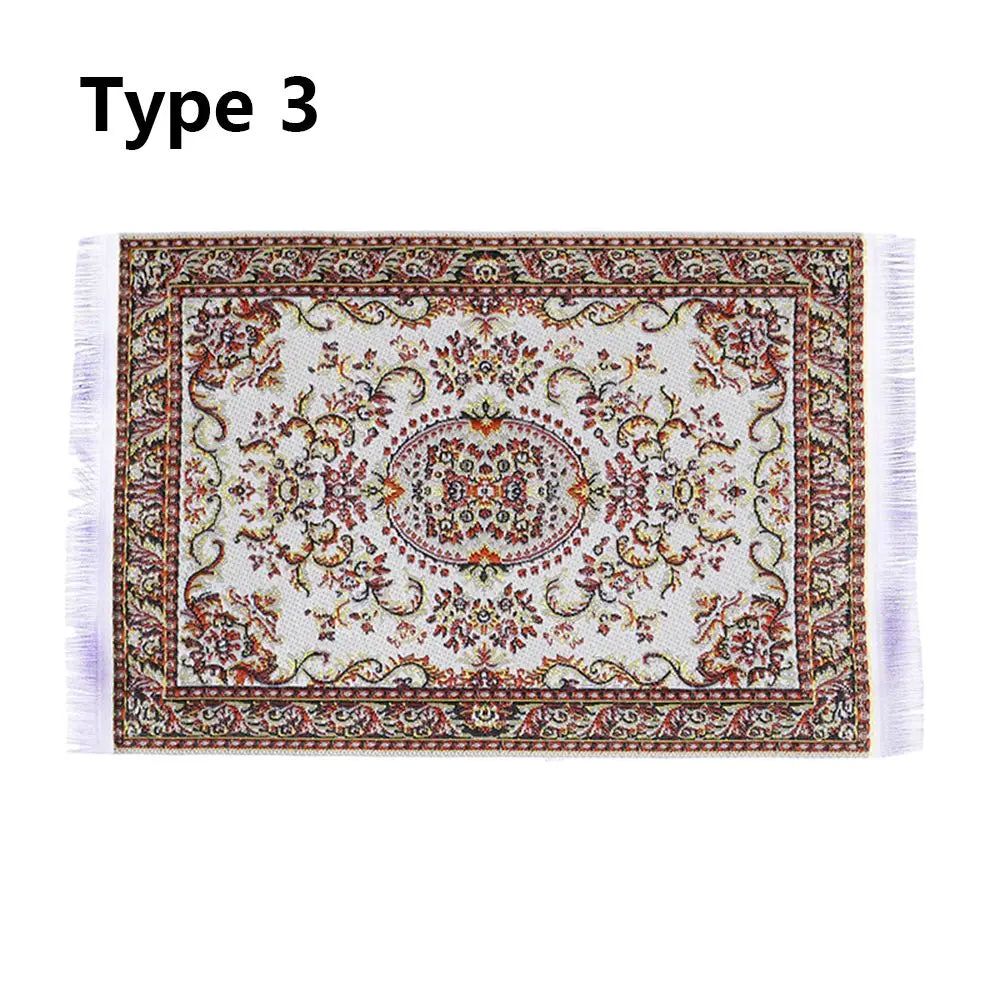 1:12 Scale Turkish Style Playing House Mini House Decor Floor Coverings Doll Accessories Dollhouse Carpet Miniature Weaving Rug