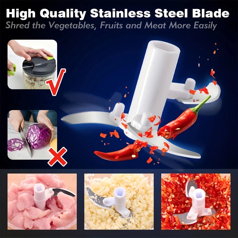 500/900ML Manual Food Processor Vegetable Chopper Hand Crank Garlic Mincer Portable Onion Cutter Fruits Herb Kitchen Accessories