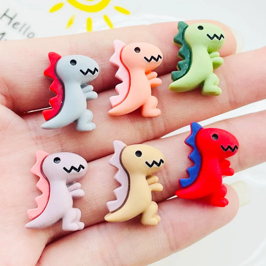 20 Pcs New Cute Mini Cartoon Mixed Color Dinosaur Flatback Resin Cabochons Scrapbook Diy Jewellery Decor Crafts Accessories