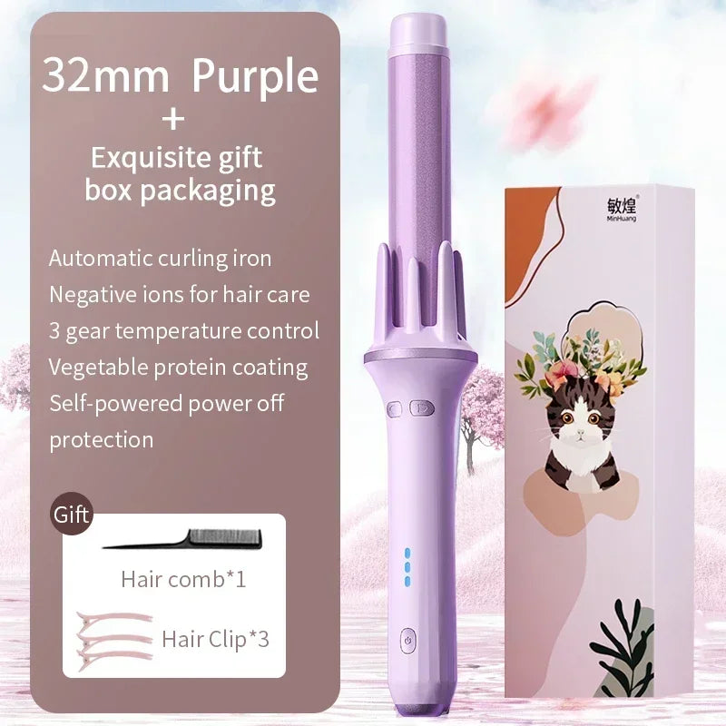 MinHuang 28/32mm Automatic  Hair Curler Large Wave Curling Iron Tongs Temperature Adjustable Anion Fast Heating  Styling Curlers