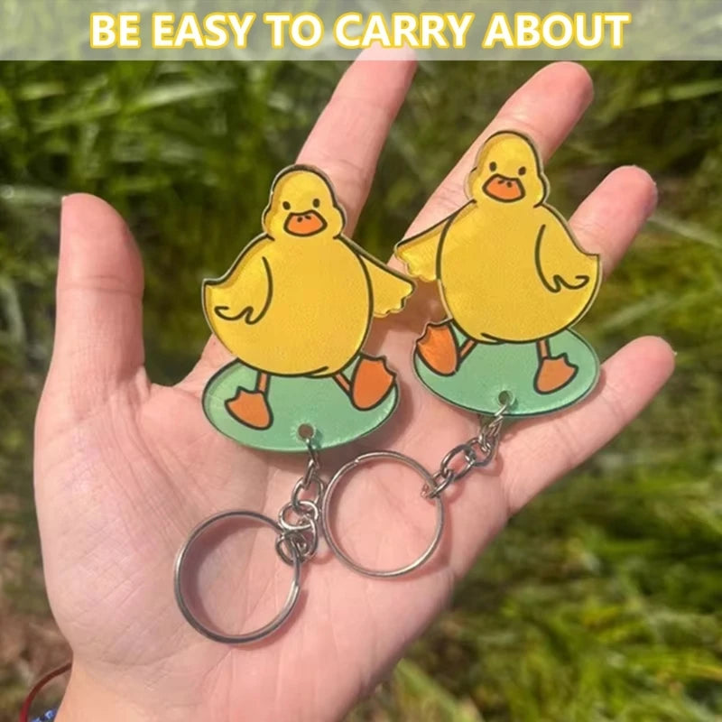 Couple Duck Shaped Keychain Set Duckling Pendant Keyring Acrylic Bag Charm for Lovers Handmade Valentines Day Present F19D