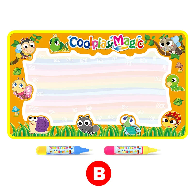 Coolplay Animal Themes Rainbow Water Drawing Mat & 2 Pens Water Doodle Mat Coloring Books Water Painting Rug Xmas Gift for Kids