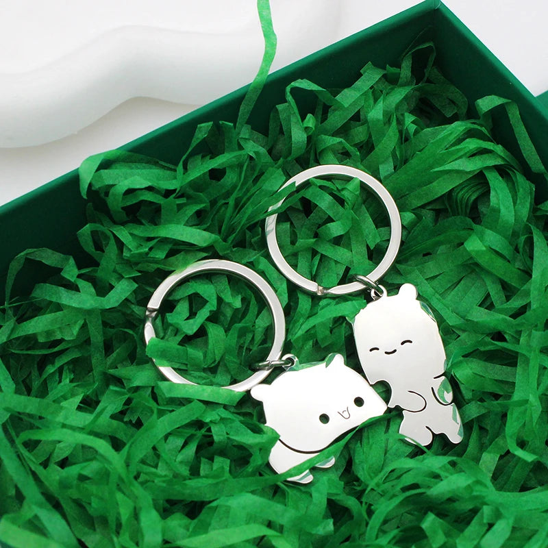 1 Pair Funny Unique Bear Fashion Cute Design Accessories Couple Valentine's Gift High Quality Keychain Funny Student Bag Pendant