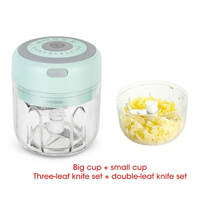 300ML Electric Garlic Chopper USB Charging Food Vegetable Meat Crusher Stainless Steel Mini Chili Garlic Masher Kitchen Gadgets