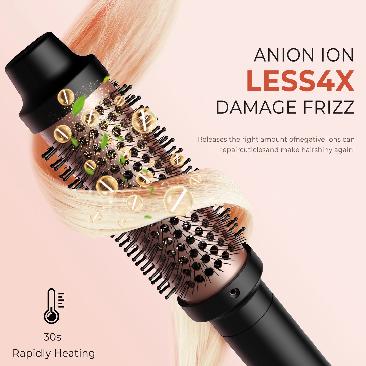 Heated Curling Iron Brush Thermal Brush 32mm Round Brush Ceramic Hair Curler Roller Volumizing Brush 400°F Styling Tools