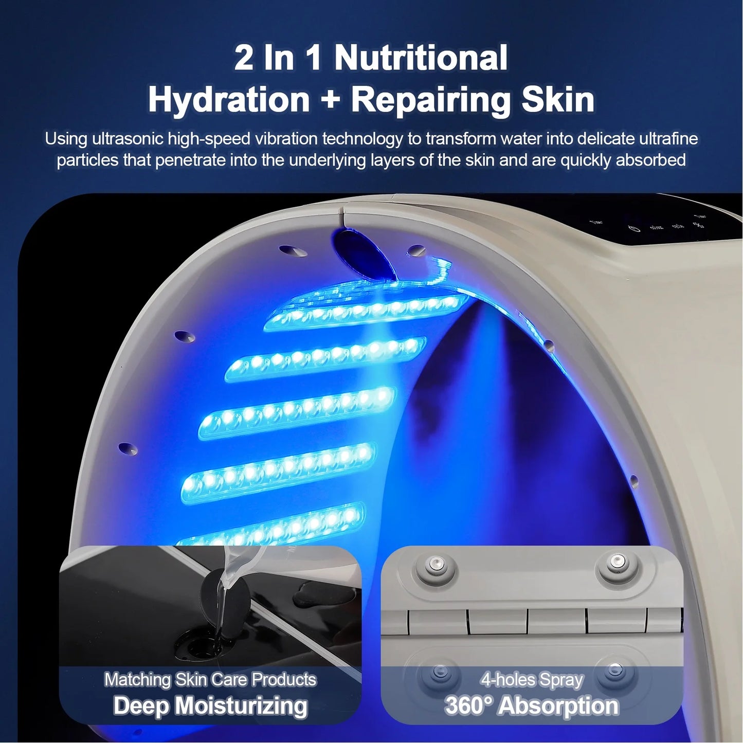 PDT LED Mask Light Therapy Equipment with Nano spray Foldable 7 Colors Beauty Machine Nutritional Hydration Skin Rejuvenation