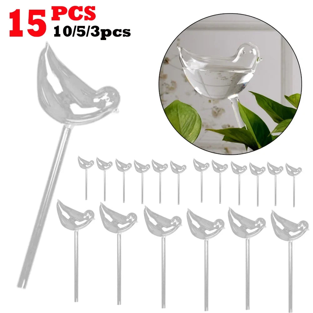 3-15pc Automatic Plant Watering Bulbs Self Watering Bird Shape Water Device Drip Irrigation System for Home Garden Flower Plants