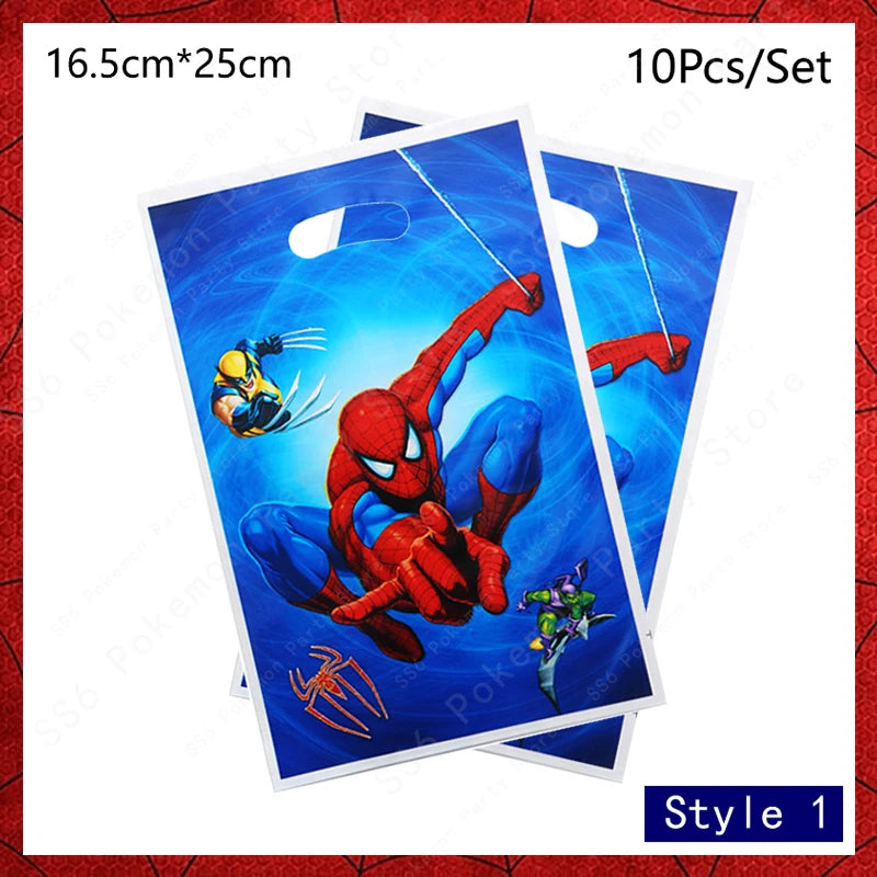 Spiderman Birthday Party Decorations Disposable Tableware Plate Cup Napkins Bags Spidey Party Birthday Decoration Supplies Set