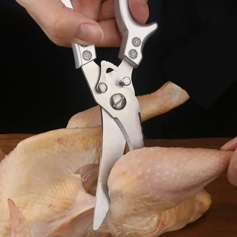 Laser Damascus Kitchen Knife Cleaver Meat Fruit Bread Knife Barbecue Boning Knife Cut Chicken Convenient Scissors Kitchen Knives