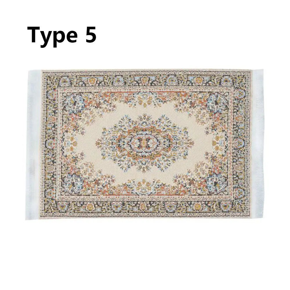 1:12 Scale Turkish Style Playing House Mini House Decor Floor Coverings Doll Accessories Dollhouse Carpet Miniature Weaving Rug